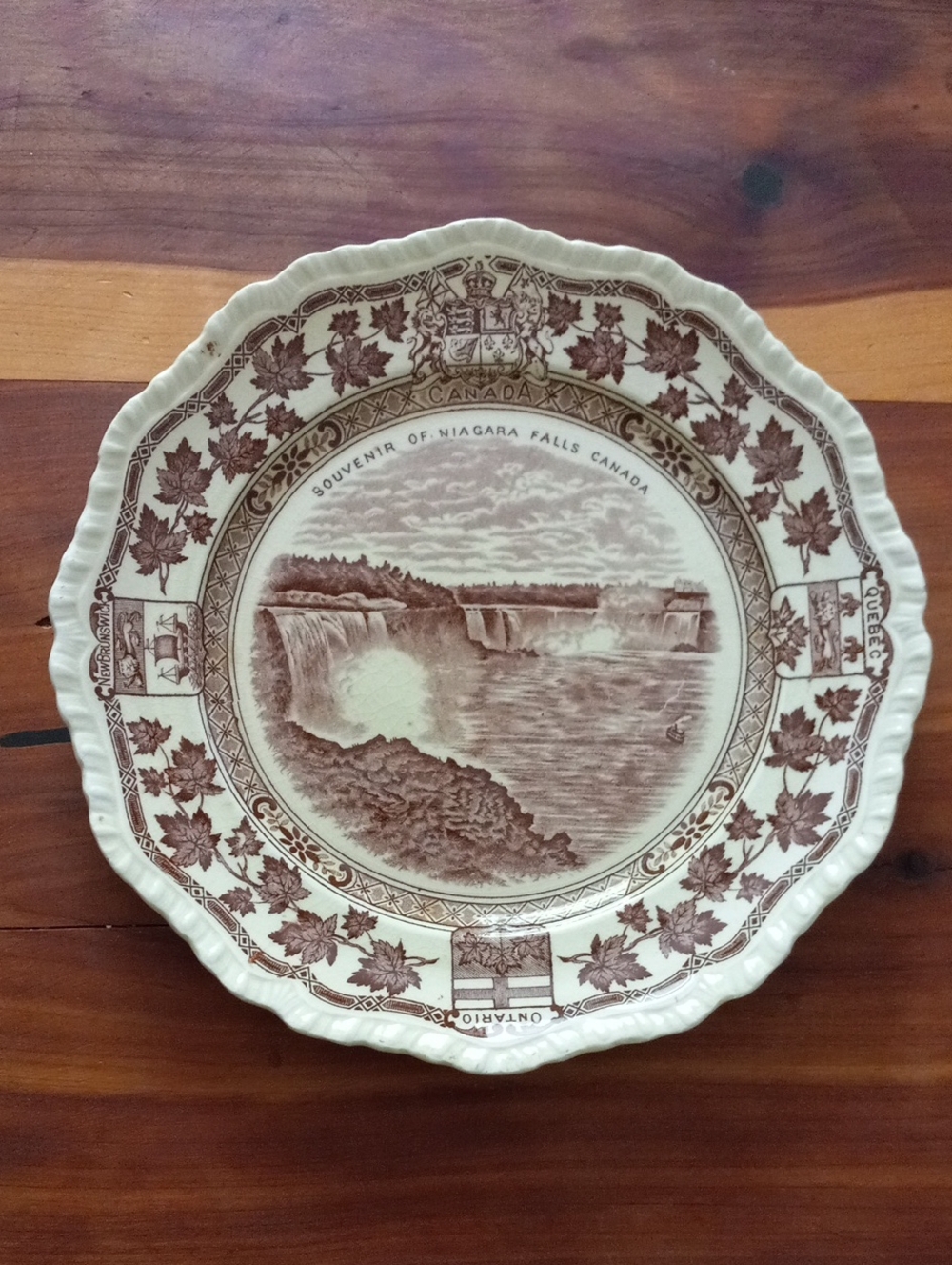 Vintage Niagara Falls Souvenir Decorative Plate - Brown